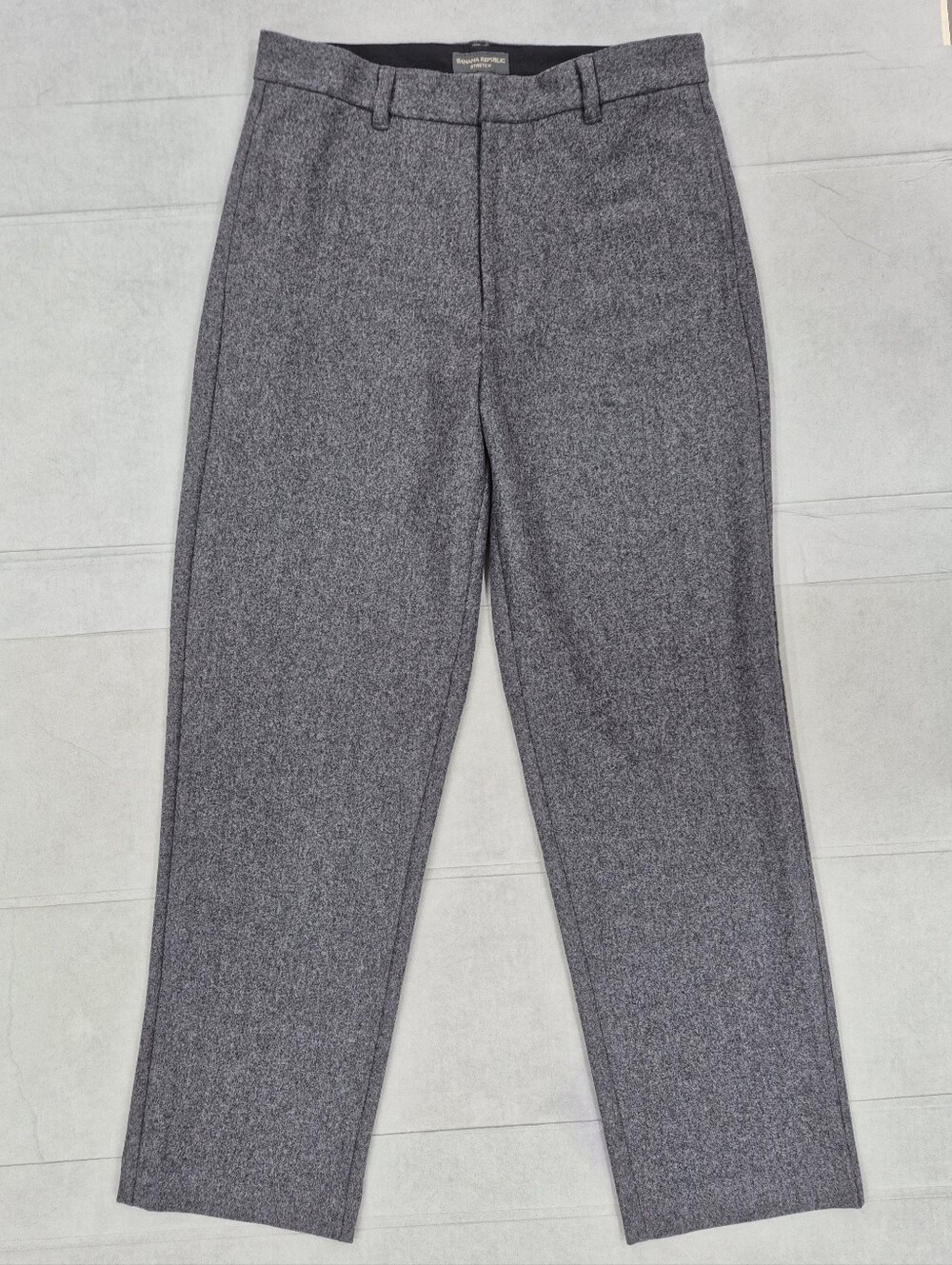 Banana Republic Stretch wool dress pants men's 32R gray flat front straight leg